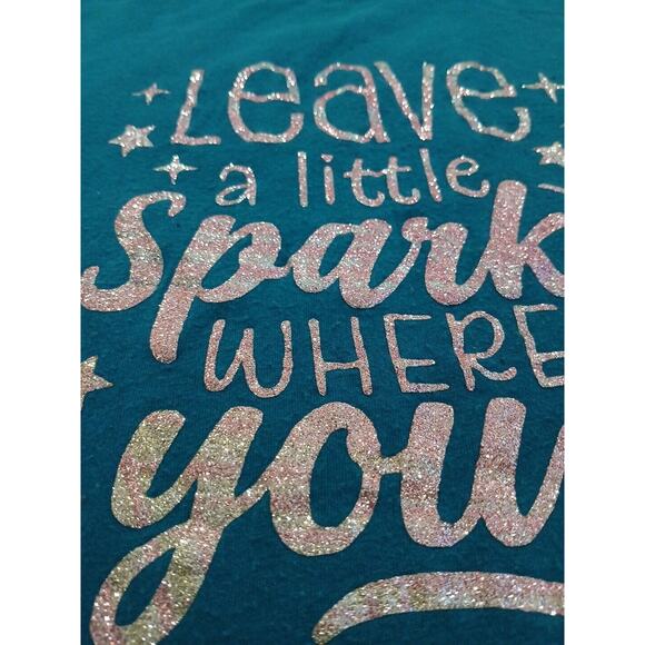 Eddie Bauer Glam Top T-Shirt Women's Curvy Plus Sz XXL Teal SPARKLE Dazzle Glam - Picture 3 of 12
